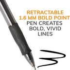 BIC Glide Bold Black Ballpoint Pens, Bold Point (1.6mm), 36-Count Pack, Retractable Ballpoint Pens With Comfortable Full Grip