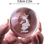 3D Laser Constellation Ball Crystal 60mm Paperweight Full Sphere Glass Fengshui with Sliver-Plated Flowering Stand(Scorpio)
