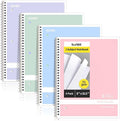 SUNEE Spiral Notebooks Wide Ruled, 1-Subject, 4 Pack, 8 x 10-1/2 in, 70 Sheets, 3-Hole Punched 70gsm Paper, Pastel Pink, Purple, Blue, Green for School, Home & Office, Writing Journal