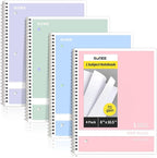 SUNEE Spiral Notebooks Wide Ruled, 1-Subject, 4 Pack, 8 x 10-1/2 in, 70 Sheets, 3-Hole Punched 70gsm Paper, Pastel Pink, Purple, Blue, Green for School, Home & Office, Writing Journal