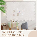 Mooliwe Scalloped Felt Bulletin Board 72 x 48 Inches Foldable Beige Pin Cork Board Alternative for Wall, 6' x 4' Trifold Picture Vision Self Adhesive Bulletin Decorative