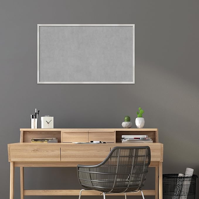 Amanti Art Silver Framed Magnetic Board 25x41 Large Vision Board for use with Magnets, 100% Metal Sheet to Display Items as Office Decor or for Home Organization in mudroom, Kitchen or Kids Room