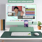 Varhomax Glass Desk Whiteboard with Storage, Desktop Organizer to-do List Memo Notepad Dry Erase White Board for Home Office and School Supplies (Green)