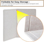 Foldable Bulletin Board 48x36 Large, Felt Cork Board for Wall with Adhesive Tape, Fabric Pin Board for Office, Home, School, Classroom, Kitchen, Dorm Room, Includes 30 Pins, Ivory Tan
