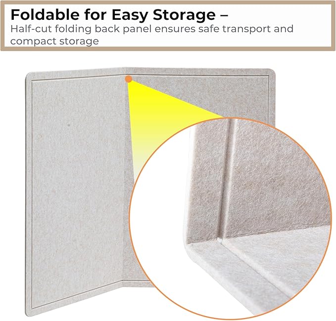 72 x 48 Inch Foldable Felt Bulletin Board (6 x 4 Ft) - Large Ivory Tan Pin Board for Boho Classroom Decor, Kids Playroom & Home Office - Self-Adhesive Sound Dampening Wall Panel