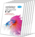 xydstay 6pack Acrylic Sign Holder 5x7 for Picture Frames, L Shape Clear Plastic, Plastic Sign Holder,Menu Holder, Unbreakable Table Sign Holder for Restaurant, Office, School, Store and Home Use