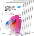 xydstay 6pack Acrylic Sign Holder 5x7 for Picture Frames, L Shape Clear Plastic, Plastic Sign Holder,Menu Holder, Unbreakable Table Sign Holder for Restaurant, Office, School, Store and Home Use