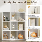 COMHOMA 9 Wood Cube Storage Organizer with Open Back and Removable Back Panels, 11In White Cube Storage Bookshelf, Cubicle Shelf Bookcase for Home Office Bedroom Living Room, Vertical or Horizontal