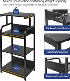 Fannova Printer Stand with Adjustable Shelf, 4 Tier Large Tall Printer Table with Wheels for Home Office Storage and Organization, Rolling Stand Cart for Computer Tower CPU Shredder, Black