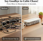 mioluo Cord Organizer Box with Lid, 7 Compartment Cable Management with 7 Wire Ties, Dustproof Cable Storage Box for Office & Home, Wire Hider for Computer Desk, Charger Cables, Power Cords (1pack)