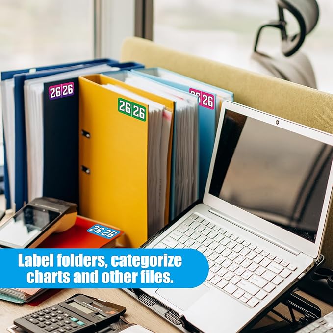 1000pcs 2026 Year Stickers, 3/4x1-1/2 Inch 26 Year Colored Self-Adhesive Stickers File Folder Labels Decals for Tab File Folders Office Supplies (Green and Blue)