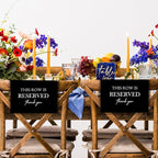 ChissNook Reserved Seating Chair Signs, This Row Is Reserved Pew Cloths Seating Placeholder for Church Pews, Wedding Decorations for Reception Parties Celebrations Event Meetings (Black, 4 PCS)