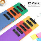 Zoenley A4 Plastic Clipboard Set of 12, Bright Colorful 12.5 x 9 Letter Size for Classroom, Students, Teacher, Nurse, 8.5 x 11 Clip Board with Low Profile Black Clip, Office & School Supplies