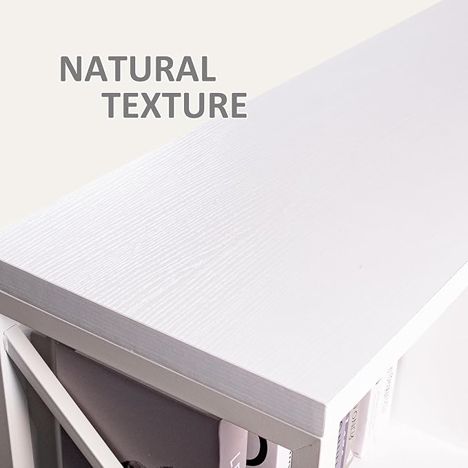 VAKATRELL 8 Cube Storage Organizer Bookshelf, Industrial Horizontal Bookcase, Accent Cubby Shelf, Media Console Table for Living Room, Home Office, 13.6" D x 63" W x 30.9" H, White