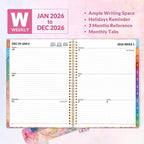 SUNEE 2026 Weekly and Monthly Planner - from January 2026 - December 2026, Daily Agenda Planner with Monthly Tab, Flexible Cover, Note Pages, Pockets, Bookmark, Spiral Binding, Pink Marble, 8.5"x11"