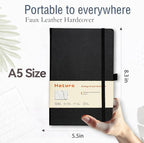 Heture Hardcover Notebooks, A5 Lined Journals Notebook for Writing 160 Pages, 8.2 x 5.5 inch, Classic Ruled Notebooks for College/Work/Travel(Black 3 Pack)