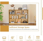 Giantex 8 Cube Bookcase, Freestanding 3-Tier Open Bookshelf, Modern Storage Display Cabinet, Wood Cube Storage Organizer for Living Room, Kid’s Room, Burlywood