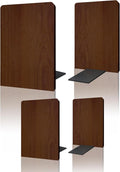 Brosisincorp Walnut Wood Book Ends for Shelves - Hand Polished Edges, Non-Skid Bookends for Heavy Duty Book Holders Office Desk Shelves Decorative Book Organizer, 6.69"H x 4.72"W x 3.94"L (2 Pairs)