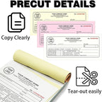 Custom Invoice Book with Logo 50 Set Personalized Receipt Books Customized Invoices for Small Business 3 - Parts Carbonless Duplicate Invoice Forms NCR Books