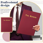 Harloon 40 Pcs Tax Return Folders 12 x 9 Inches 2 Pocket Folders Bulk Gold Foil Stamped Heavyweight Folder, Holds 8 x 11 Inches Letter Size Paper(Red,Cardboard)