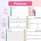 SUNEE 2026 Weekly and Monthly Planner - from January 2026 - December 2026, Daily Agenda Planner with Monthly Tab, Flexible Cover, Note Pages, Pockets, Bookmark, Spiral Binding, Marble, 6.4" x 8.3"
