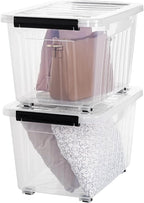 Citylife 54 QT Clear Plastic Storage Bins with Lids Stackable Storage Boxes with Lids Large Plastic Storage Containers for Garage Closet Kitchen 2 Packs