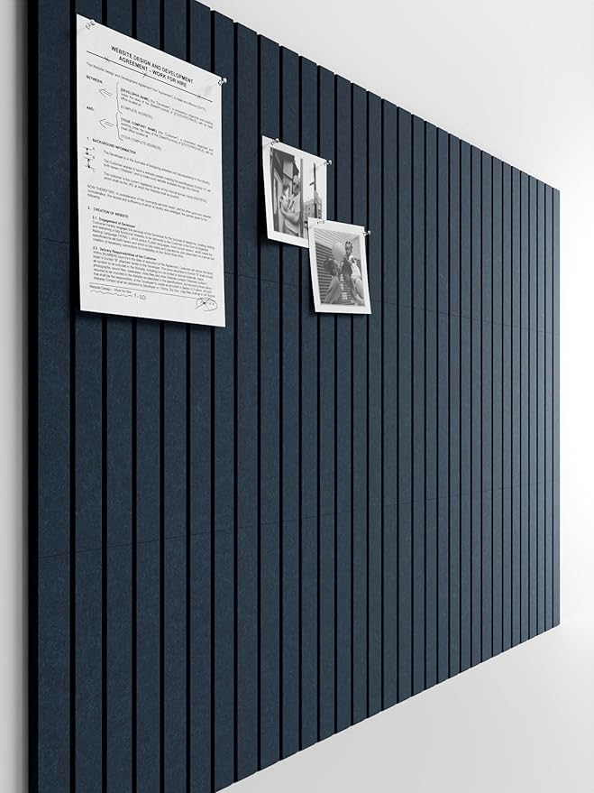 Bumusty Large Cork Board 47"x35" Alternative - 12 Pack Felt Wall Tiles with 70 Safe Removable Adhesive Tabs, 30 Pushpins, Cork Boards for Walls Pin Board Bulletin Board Office Decor -Navy