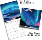 2026 Wall Calendar, Aurora Wall calendar 2026, 12" x 24" Opened, Thick Glossy Paper, Home and Office Organizer