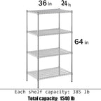 Regal Altair 24" Deep x 36" Wide x 64" Height Wire Shelving Kit | 4-Tier | NSF Commercial Storage Rack Unit