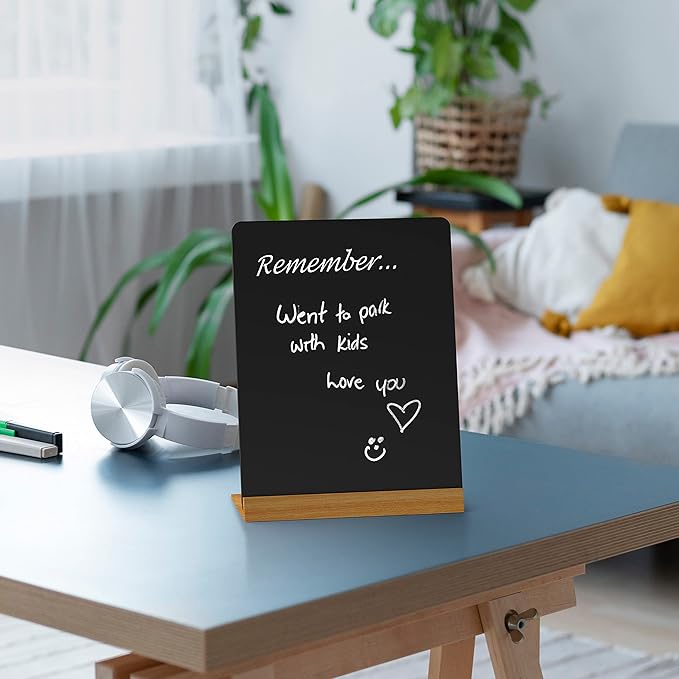 2 Pack 8.6x11.7 in Chalkboard Signs Small Chalk Board Signs with Stand for Tabletop Decor Double Sided Mini Chalkboard for Restaurant Food Menu, Kids Message Board, Wedding Party