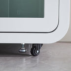 GEARONIC Mobile Office Pod Booth, Sound Proof Booth for Home, Mobile Roller with Desk, LED Light, Fans and AC USB Ports (White)