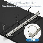 SUNEE 3 Ring Binder 2 Inch 1 Pack, Clear View Binder Three Ring PVC-Free (Fit 8.5x11 Inches) for School or Office Supplies, Black