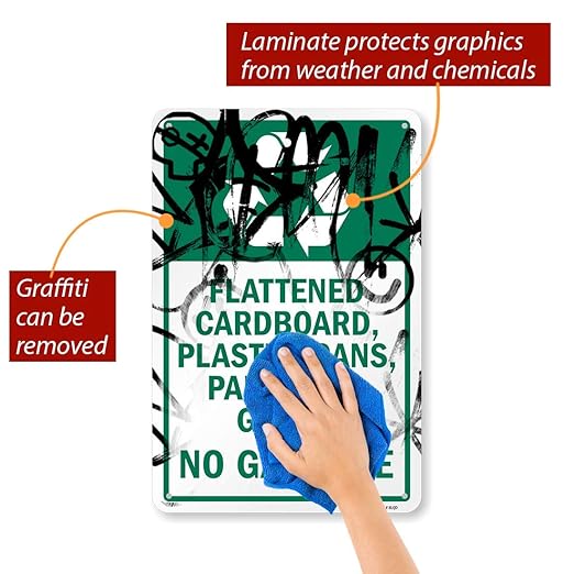 SmartSign "Flattened Cardboard, Plastic, Cans, Paper, Glass - No Garbage" Sign | 12" x 18" Aluminum, Made in USA