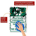 SmartSign "Flattened Cardboard, Plastic, Cans, Paper, Glass - No Garbage" Sign | 12" x 18" Aluminum, Made in USA