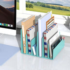 OUTIOE Mail Organizer Countertop, Small Desk File Organizer, Metal File Holder - Essential Workspace Organizers for Office Desk, Home Office (Blue)