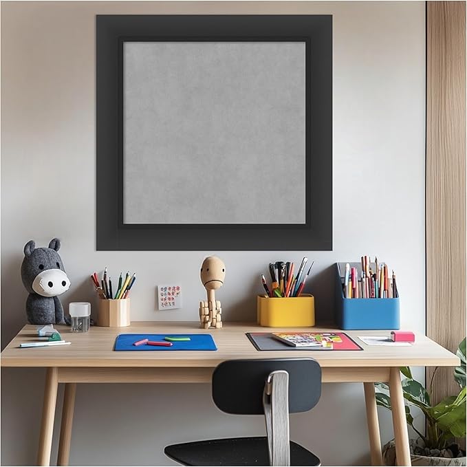 Amanti Art Black Framed Magnetic Board 25x25 Medium Vision Board for use with Magnets, 100% Metal Sheet to Display Items as Office Decor or for Home Organization in mudroom, Kitchen or Kids Room