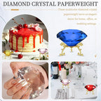 PATIKIL Diamond Crystal Paperweight, 80mm / 3.15" Crystal Paperweight Paper Weight with Gold 19 Metal Base for Home Office Desktop Table Decor Wedding Party Ornaments, Dark Blue