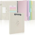 SKYDUE Clipboard Binder with Dividers,1 Inch 3 Ring Binder with Clipboard on Front for Organizer, Clipboard Folder with Pocket, Labels Office Supplies Beige
