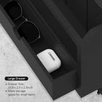 Nekon Mail Organizer with Drawer for Wall, 12"W x 10"H x 3.1"D Mail Sorter Wall Mounted, Wooden Key Holder Wall File Organizer Letter Sorter for Letter Magazines (Black)