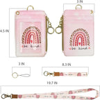lanyards for id Badges, Lanyard Wallet for Women,Fashion Badge Holder with Zipper（Be Kind