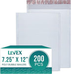 Levex - #1 7.25" x 12" [200 Pack] Poly Bubble Mailers, Padded Envelope Mailers, Packing Envelope & Mailing Bags for Shipping