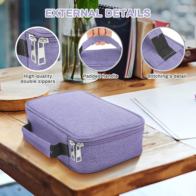 Number-one Large Capacity Pencil Case, 72 Slots Colored Pencil Pouch Bag Portable Pencil Holder Stationery Organizer with Compartments for Office and Travel, Purple