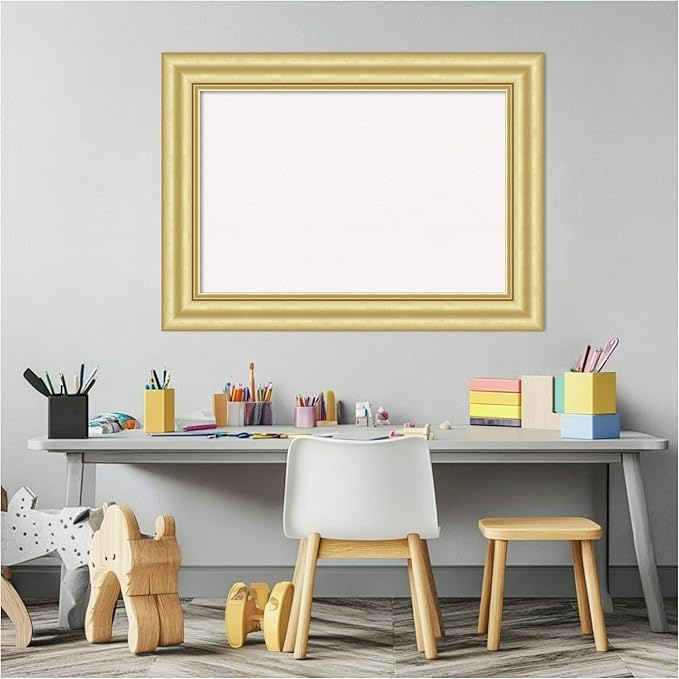 Amanti Art White Cork Board for Wall, 21x29 Vision Board with Gold Frame, Medium Corkboard Office Decor for Home Organization, Traditional Corkboard Pinboard to Display Items for Home Organization
