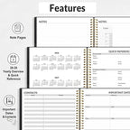 SUNEE 2026 Appointment Book, Quarter-Hourly, Weekly & Monthly - from January 2026 - December 2026, 8.5"x11" Weekly Planner, Flexible Cover, Note Pages, Pockets, Bookmark, Spiral Binding, Black
