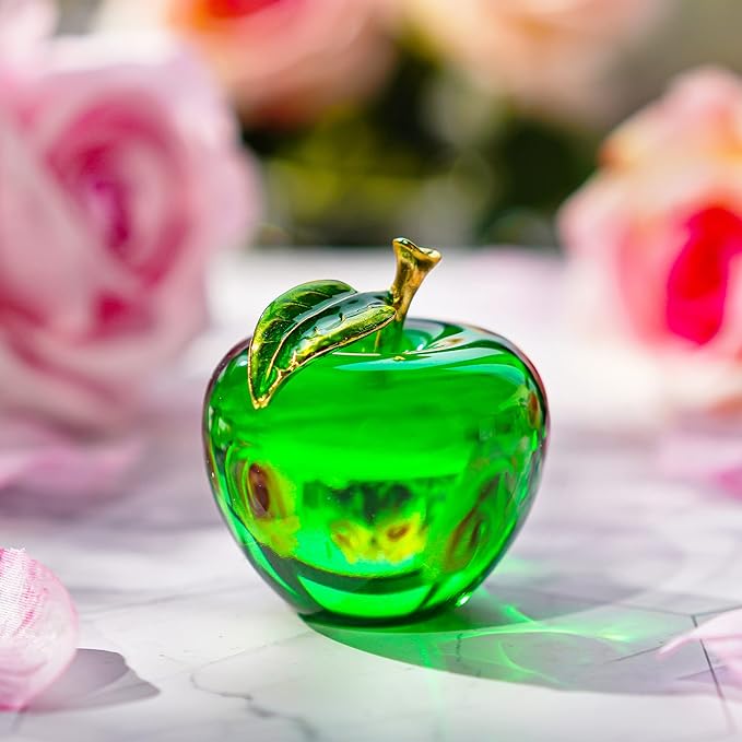 H&D Glaze Crystal Apple Paperweight Craft Decoration (green)
