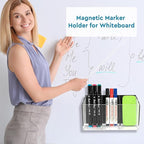VACONICO Magnetic Pen Holder, Acrylic Dry Erase Marker Holder, Large Capacity Pencil Holder for Whiteboards, Fridge, Lockers Office School Supplies (Clear & 3 Compartments)