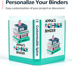 BinderX Extra Durable 1.5 Ring Binder, Round Ring 1.5 Inch Binders, Fits 325 Sheets of 8.5x11 Paper, Customizable View Cover with Inside Pockets, Cute 1.5" Binder, School Supplies for Girls, Aqua Blue