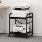 Vokumba 2 Tier Large Printer Stand, 20 x 20 Inches Printer Table with Storage Shelf, Rolling Printer Cart with Wheels for Home Office, Scanner Fax (Black)
