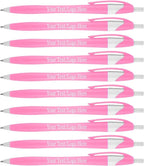 SyPen Personalized Pens With your Custom Logo or Text-1000 Pack Bulk-for Businesses, Parties, and Events, Custom Printed Slim Ballpoint Click Pens, Pink Barrel Color, Black Ink