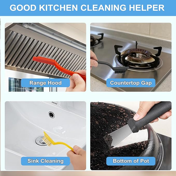 Dfacio 11Pcs Crevice Cleaning Brush Set, Hard Bristle Cleaning Supplies for Kitchen, Bathroom, Corner, Grout, Sink, Cup, Teapot, Bottle, Blender
